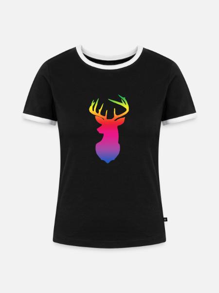 Hirsch Spektrum - Frauen Kontrast-T-Shirt - Schwarz/Weiß