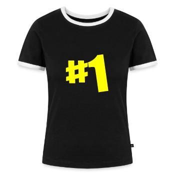 TOP 1 - Frauen Kontrast-T-Shirt - Schwarz/Weiß - Vorne - Selfina (174cm)