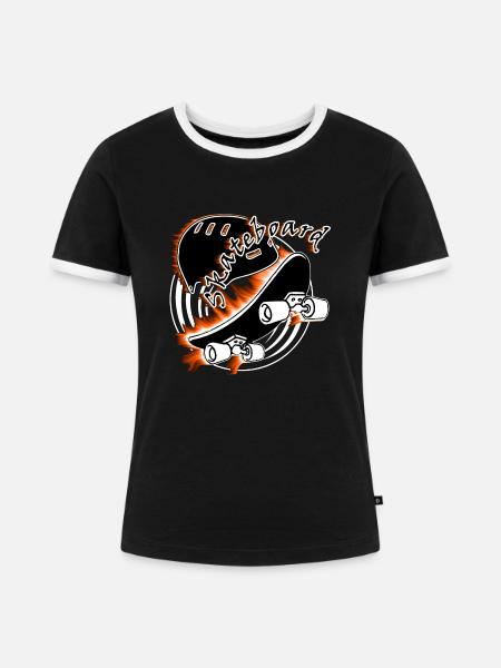 Skateboard - Frauen Kontrast-T-Shirt - Schwarz/Weiß