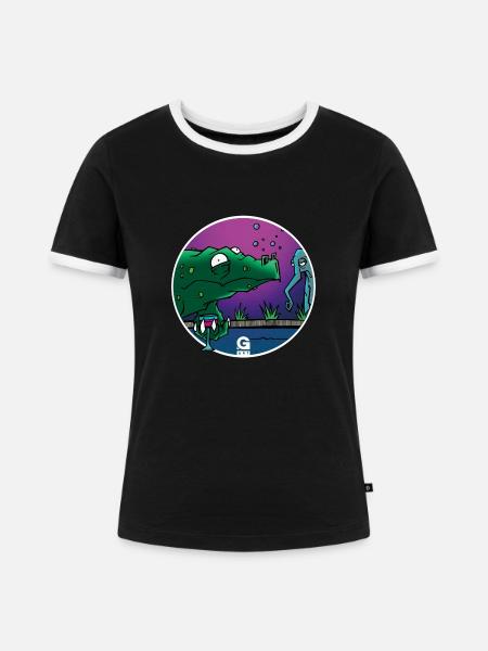 GIGGJOTT kuschelige Animationen - Frauen Kontrast-T-Shirt - Schwarz/Weiß