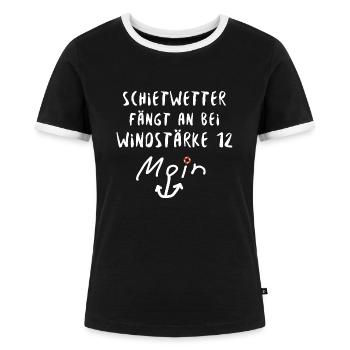 Schietwetter Moin - Frauen Kontrast-T-Shirt - Schwarz/Weiß - Vorne - Selfina (174cm)