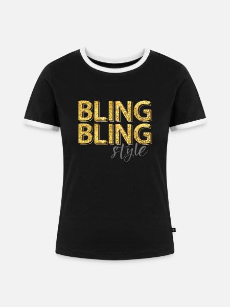 bling bling party style - Frauen Kontrast-T-Shirt - Schwarz/Weiß
