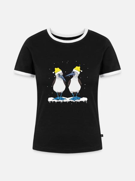Seevögel Blaufußtölpel - Frauen Kontrast-T-Shirt - Schwarz/Weiß