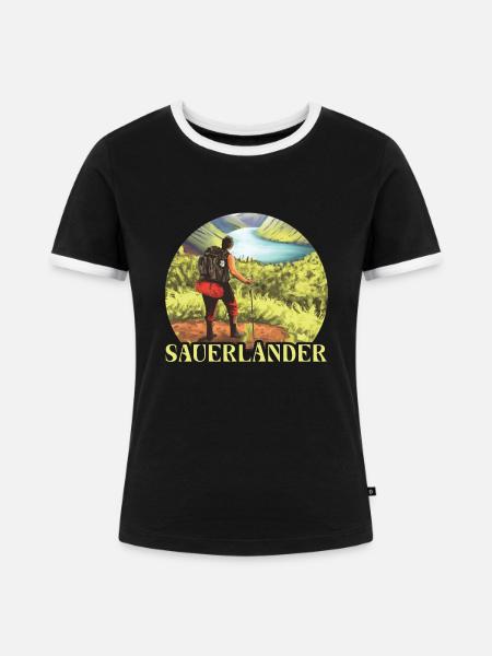 Sauerländer Sauerland Heimat - Frauen Kontrast-T-Shirt - Schwarz/Weiß