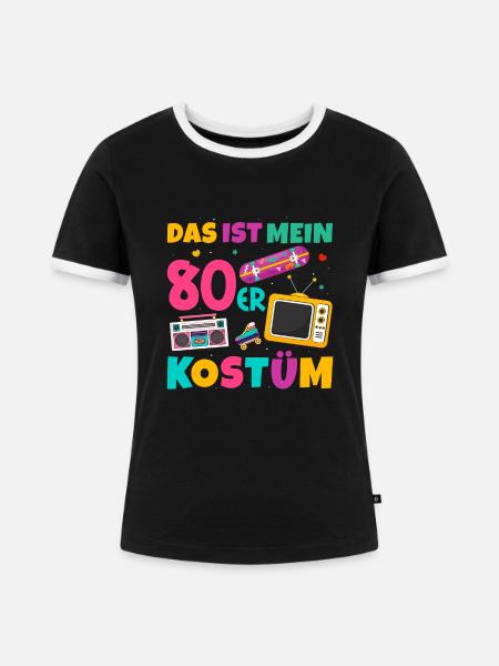 Das Ist Mein 80er Kostüm - Frauen Kontrast-T-Shirt - Schwarz/Weiß