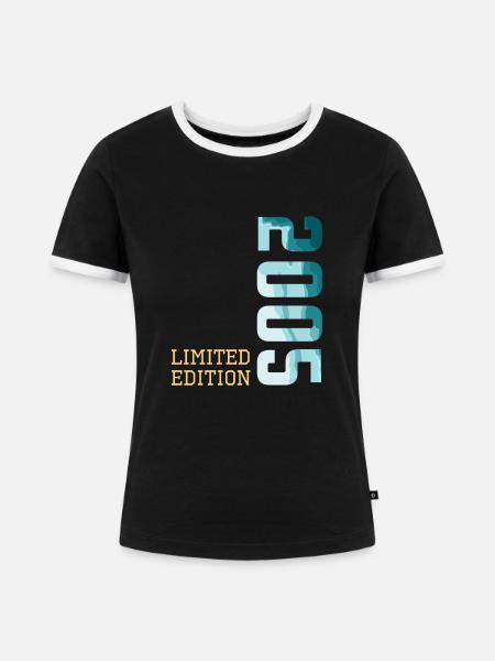 2005 Limited Edition - Frauen Kontrast-T-Shirt - Schwarz/Weiß