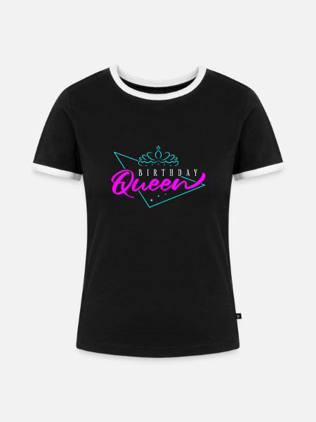 Birthday Queen - Frauen Kontrast-T-Shirt - Schwarz/Weiß