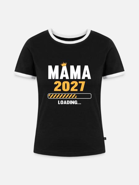 Mama 2027 Loading - Frauen Kontrast-T-Shirt - Schwarz/Weiß