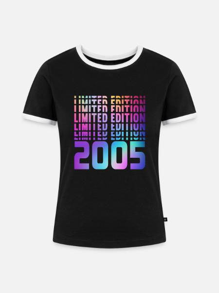 Limited Edition 2005 - Frauen Kontrast-T-Shirt - Schwarz/Weiß