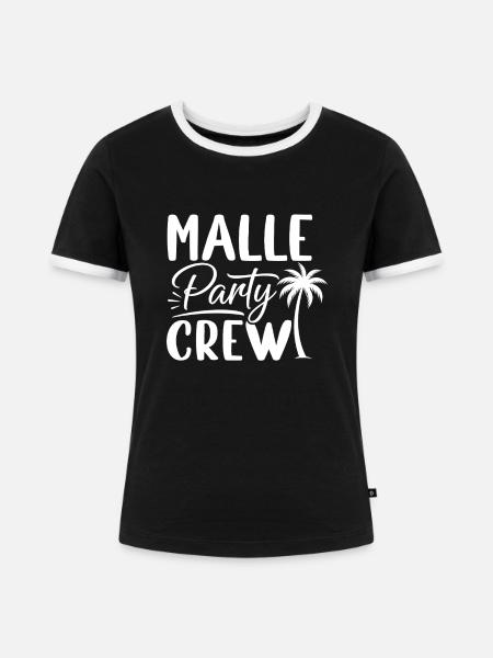 Malle Party Crew - Frauen Kontrast-T-Shirt - Schwarz/Weiß
