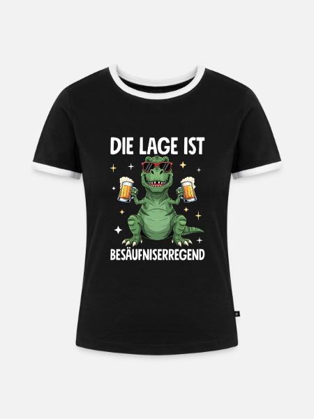 Die Lage Ist Besäufniserregend - Frauen Kontrast-T-Shirt - Schwarz/Weiß