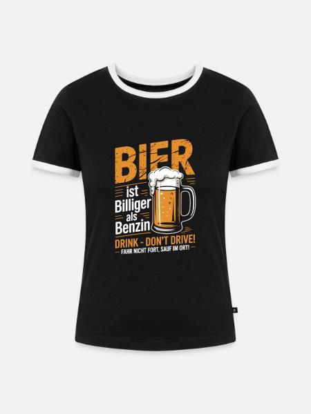 Witziges Bier Design - Frauen Kontrast-T-Shirt - Schwarz/Weiß