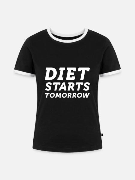 Diät beginnt morgen - Frauen Kontrast-T-Shirt - Schwarz/Weiß