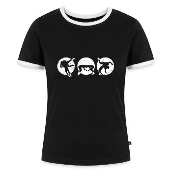 Ringen - Frauen Kontrast-T-Shirt - Schwarz/Weiß - Vorne - Selfina (174cm)