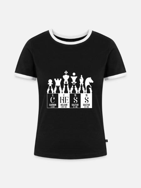 Elemente des periodischen Schachsystems - Frauen Kontrast-T-Shirt - Schwarz/Weiß