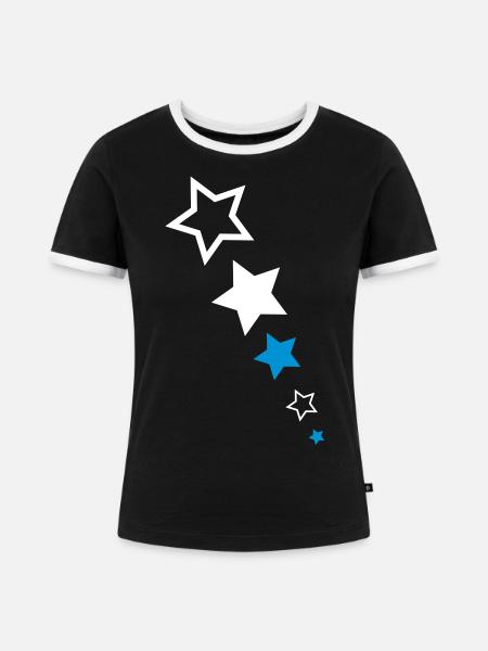 Aufsteigende Sterne/Stars - Frauen Kontrast-T-Shirt - Schwarz/Weiß