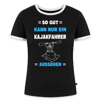 Kajak Wassersport Paddeln Kajakfahren Kajakfahrer - Frauen Kontrast-T-Shirt - Schwarz/Weiß - Vorne - Selfina (174cm)