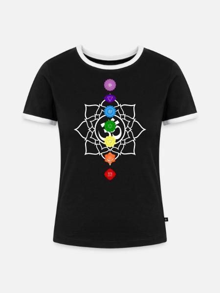Chakra Meditation - Frauen Kontrast-T-Shirt - Schwarz/Weiß