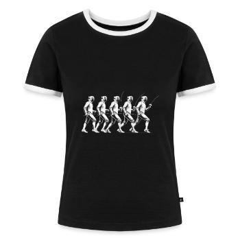 Zaun Schwert Degen Degen Fechten Fechter Athlet Fechter - Frauen Kontrast-T-Shirt - Schwarz/Weiß - Vorne - Selfina (174cm)