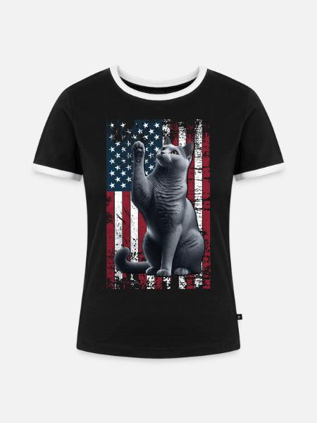 Russian Blue US Russisch Blaukatze - Frauen Kontrast-T-Shirt - Schwarz/Weiß