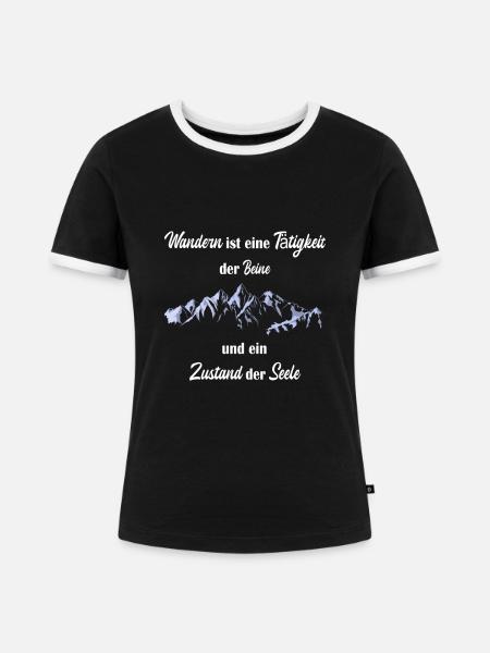 Wandern berge wanderspruch - Frauen Kontrast-T-Shirt - Schwarz/Weiß