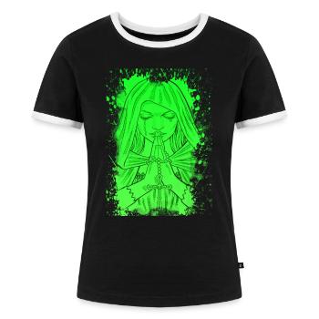 Jesus Christus Religion Christi Heilige Maria Maria Maria - Frauen Kontrast-T-Shirt - Schwarz/Weiß - Vorne - Selfina (174cm)