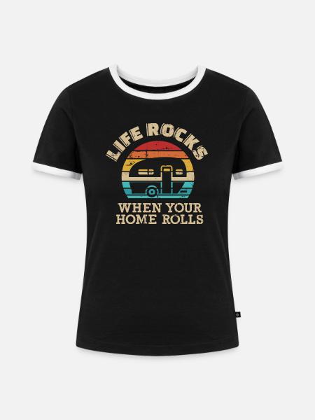 Wohnwagen - Frauen Kontrast-T-Shirt - Schwarz/Weiß