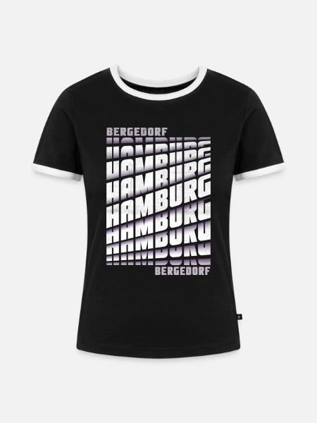 Hamburg Bergedorf - Frauen Kontrast-T-Shirt - Schwarz/Weiß