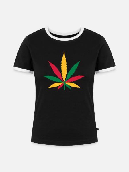 Marihuana Reggae - Frauen Kontrast-T-Shirt - Schwarz/Weiß