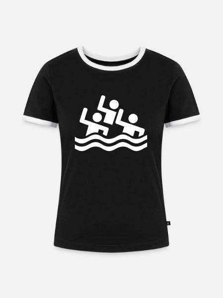Synchronschwimmen - Frauen Kontrast-T-Shirt - Schwarz/Weiß