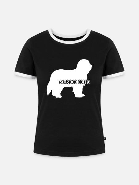 Bearded Collie - Frauen Kontrast-T-Shirt - Schwarz/Weiß