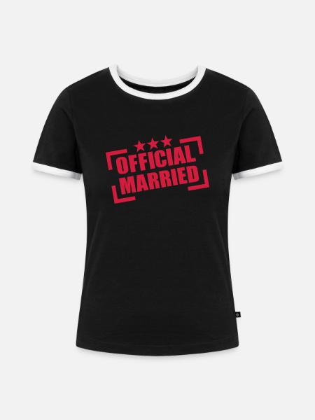 Official Married - Frauen Kontrast-T-Shirt - Schwarz/Weiß