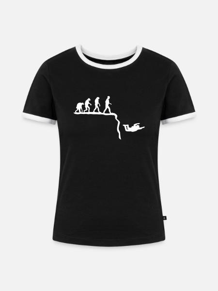 base jumping evolution - Frauen Kontrast-T-Shirt - Schwarz/Weiß