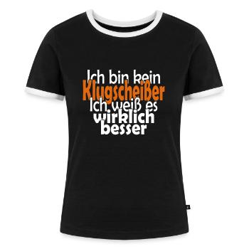 Klugscheißer - Frauen Kontrast-T-Shirt - Schwarz/Weiß - Vorne - Selfina (174cm)