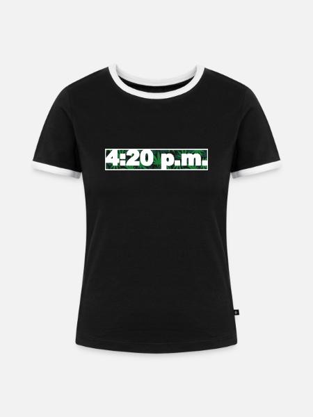 4:20 pm, 420 - Frauen Kontrast-T-Shirt - Schwarz/Weiß