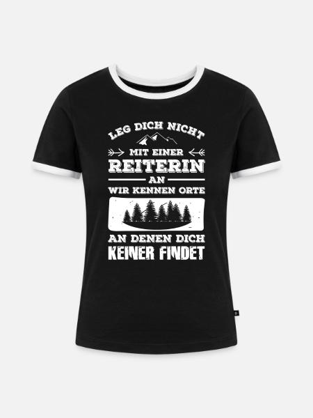 Reiterin - Frauen Kontrast-T-Shirt - Schwarz/Weiß