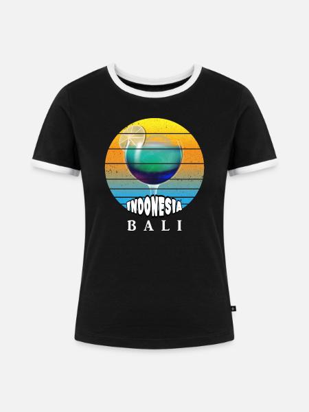 Bali - Indonesien - Frauen Kontrast-T-Shirt - Schwarz/Weiß