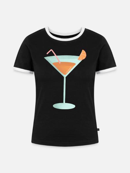 Orangen-Cocktail - Frauen Kontrast-T-Shirt - Schwarz/Weiß
