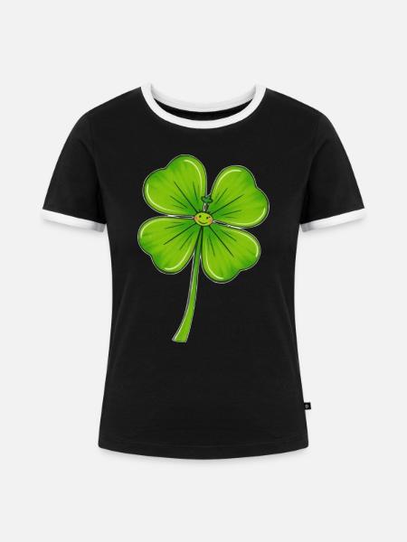 Glück - Frauen Kontrast-T-Shirt - Schwarz/Weiß