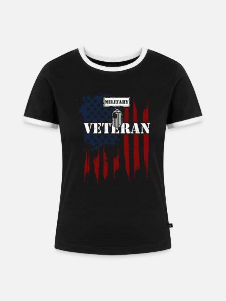 Military Veteran - Veteran - Frauen Kontrast-T-Shirt - Schwarz/Weiß