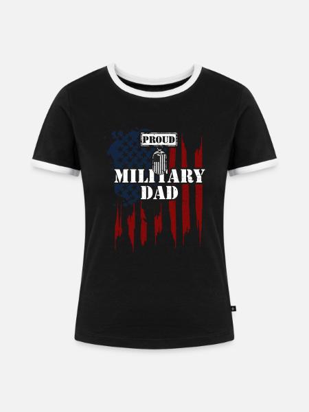 Proud Military Dad - Veteran - Frauen Kontrast-T-Shirt - Schwarz/Weiß