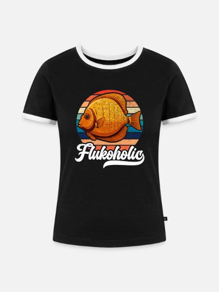 Flunder Fishing Fischfänger Sommerflunder - Frauen Kontrast-T-Shirt - Schwarz/Weiß