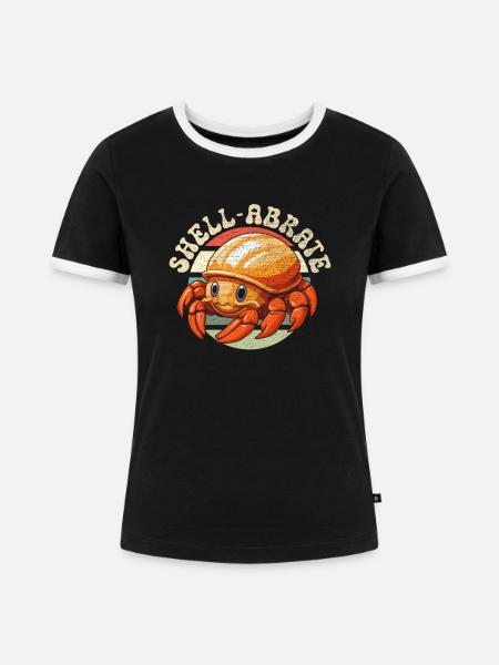 Süsser Einsiedlerkrebs Krabbe Krustentiere - Frauen Kontrast-T-Shirt - Schwarz/Weiß