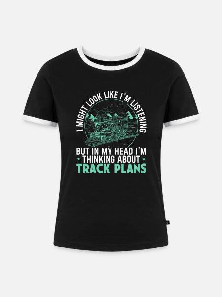 Modelleisenbahn - Frauen Kontrast-T-Shirt - Schwarz/Weiß