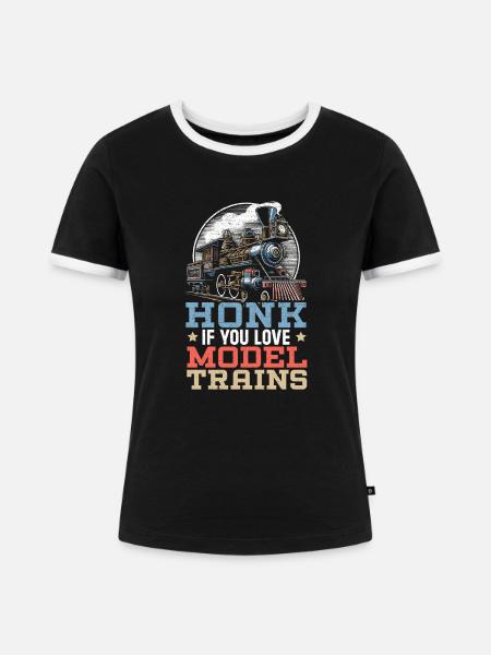 Modelleisenbahn Eisenbahn - Frauen Kontrast-T-Shirt - Schwarz/Weiß