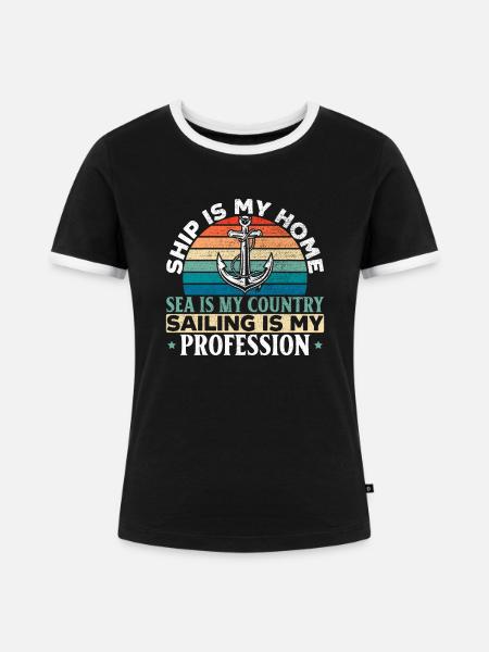 Seemann Schiffsberuf Seemann Seesegeln - Frauen Kontrast-T-Shirt - Schwarz/Weiß
