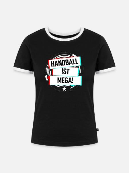 Handball Ist Mega! - Frauen Kontrast-T-Shirt - Schwarz/Weiß