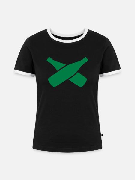 Bierflaschen - Frauen Kontrast-T-Shirt - Schwarz/Weiß