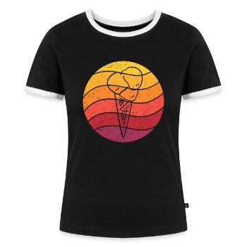 Eistüte Retro Style Vintage - Frauen Kontrast-T-Shirt - Schwarz/Weiß - Vorne - Selfina (174cm)