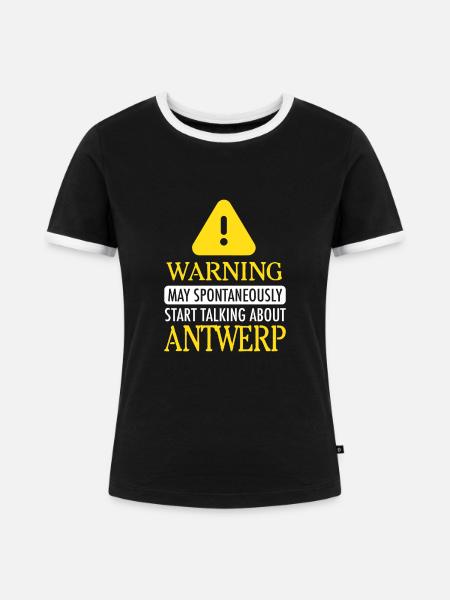 WARNING!: Antwerp - Frauen Kontrast-T-Shirt - Schwarz/Weiß